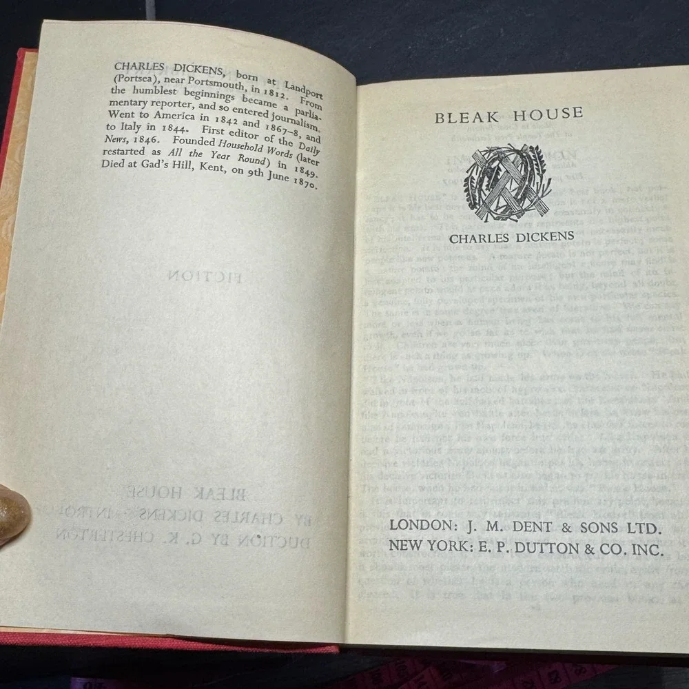 Bleak House Charles Dickens Everyman's Library 1948 Vintage Red‎ Hardcover Book